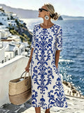 Lucia™ | Mediterranean Elegance Midi Dress