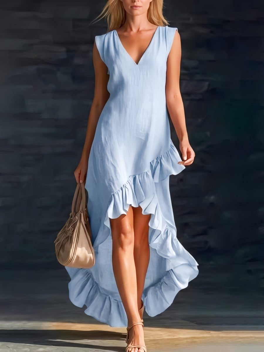 Sienna | Ruffled Shirt High-Low Boho Dress