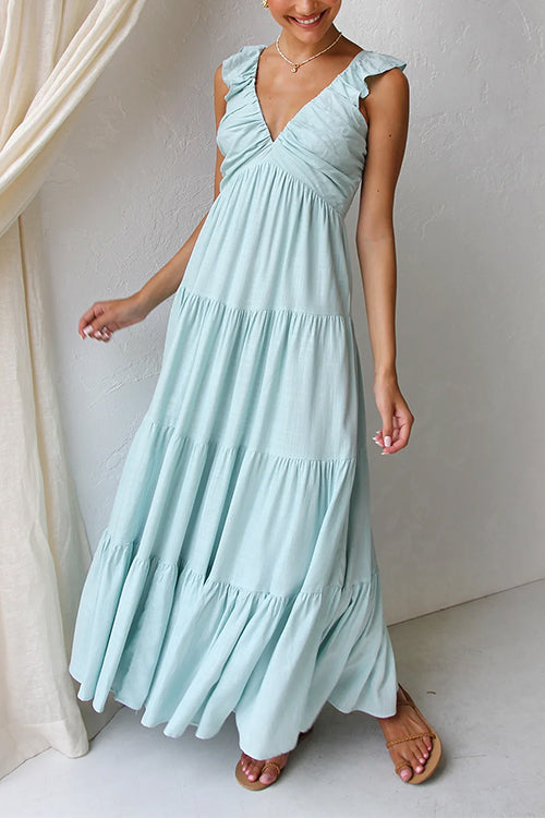 Juliet | V-Neck Ruffle Maxi Dress