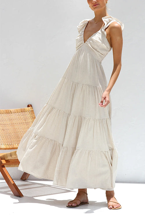 Juliet | V-Neck Ruffle Maxi Dress