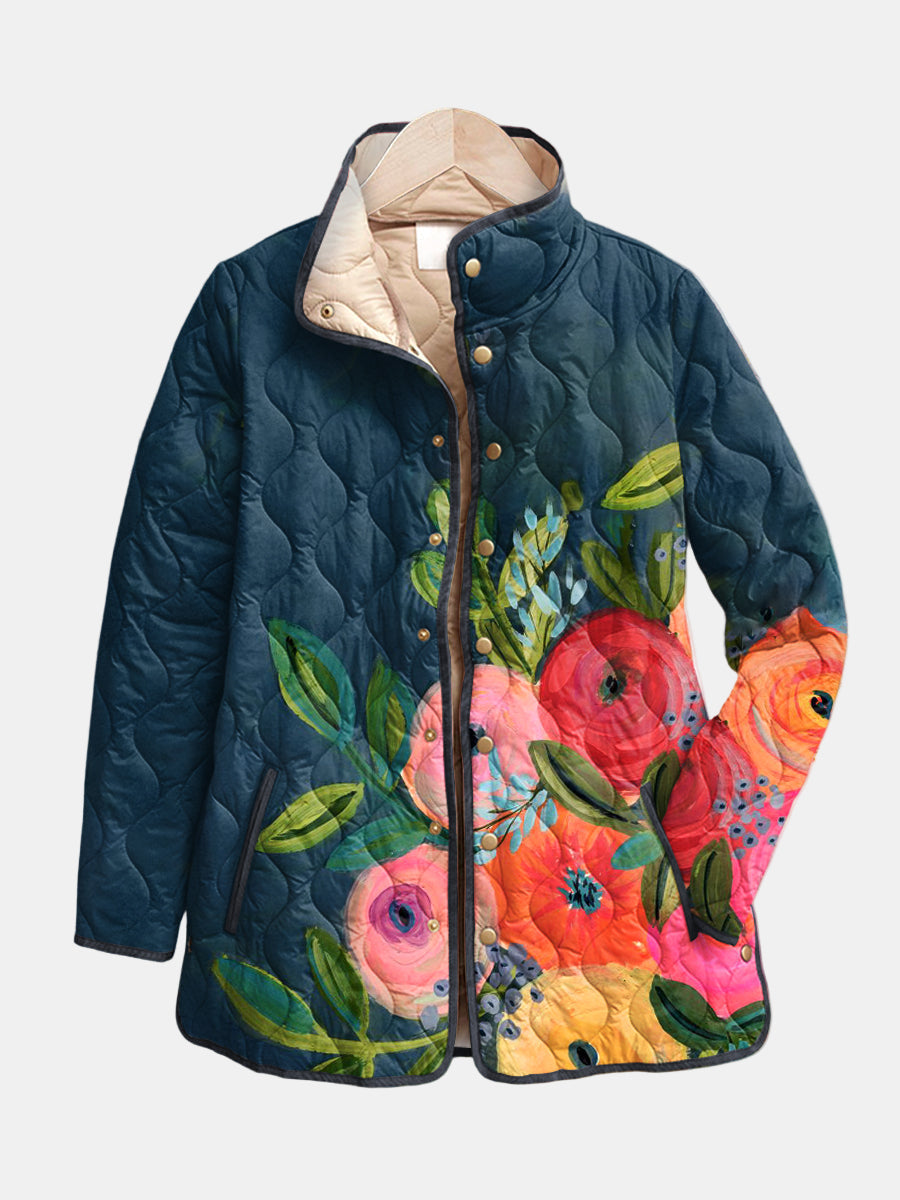 Valcor | Quilted Jacket with Painted Flowers Camille