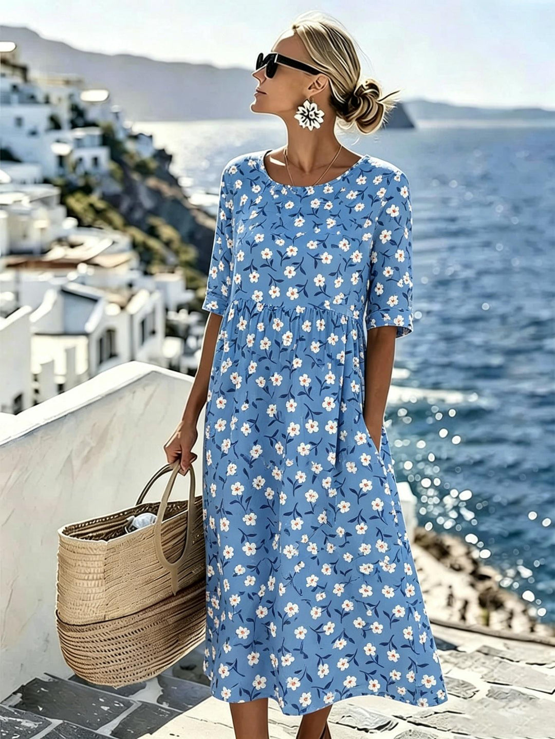 Lily™ - Elegant Floral Midi Dress for Summer
