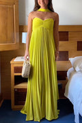 Katrina – Maxi Dress with Off-the-Shoulder Design, Lacing and Pleated Skirt