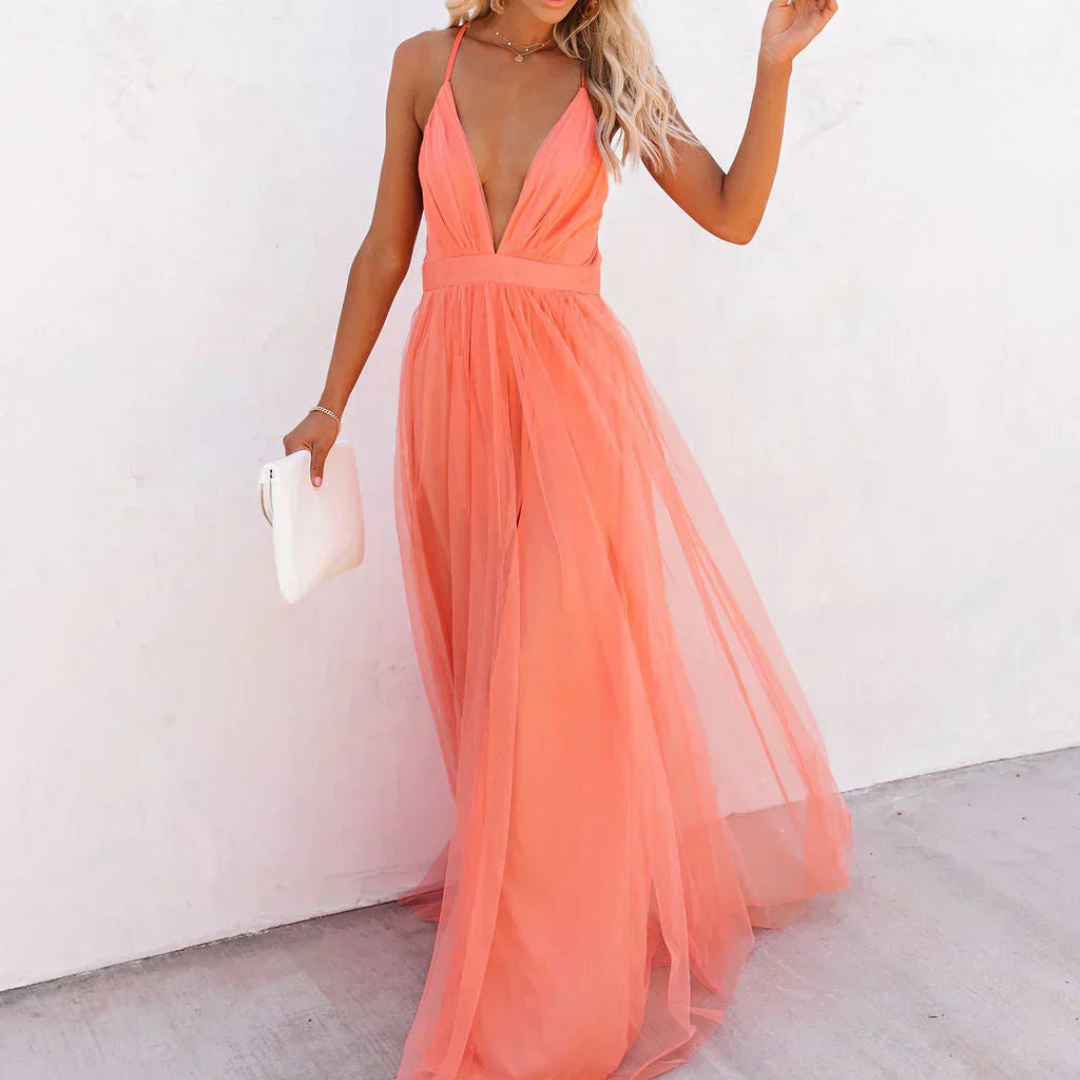 Willow - Coral-Coloured Maxi Dress