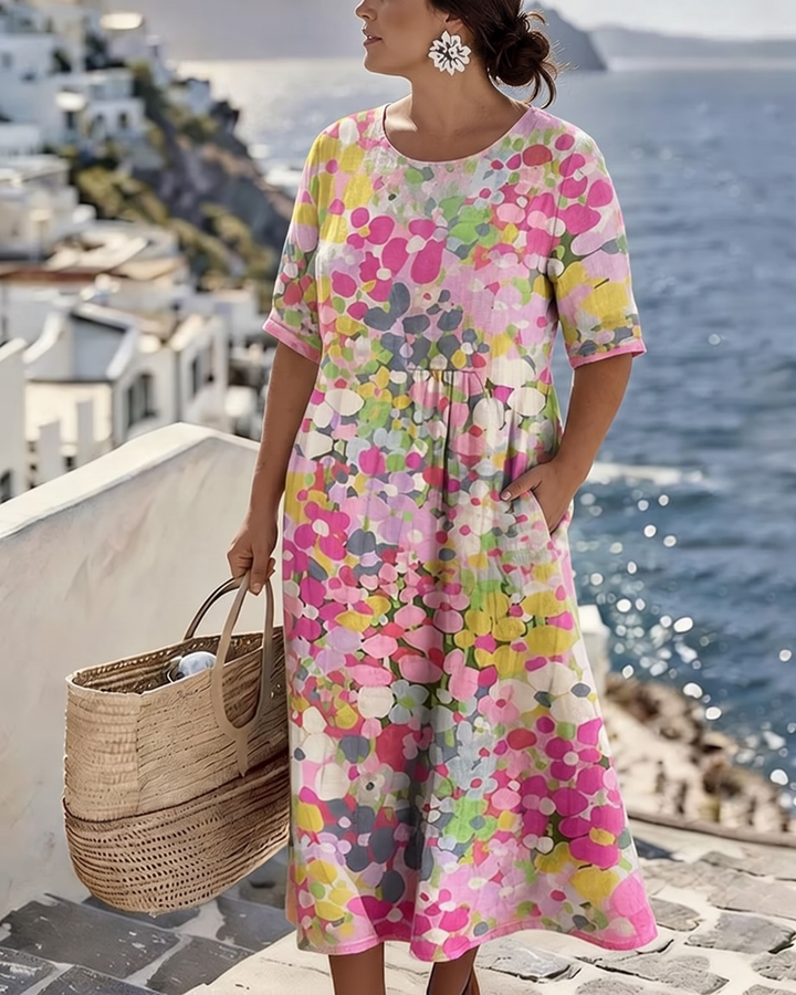 Elena™ - Elegant Floral Dress for Summer in Midi Length