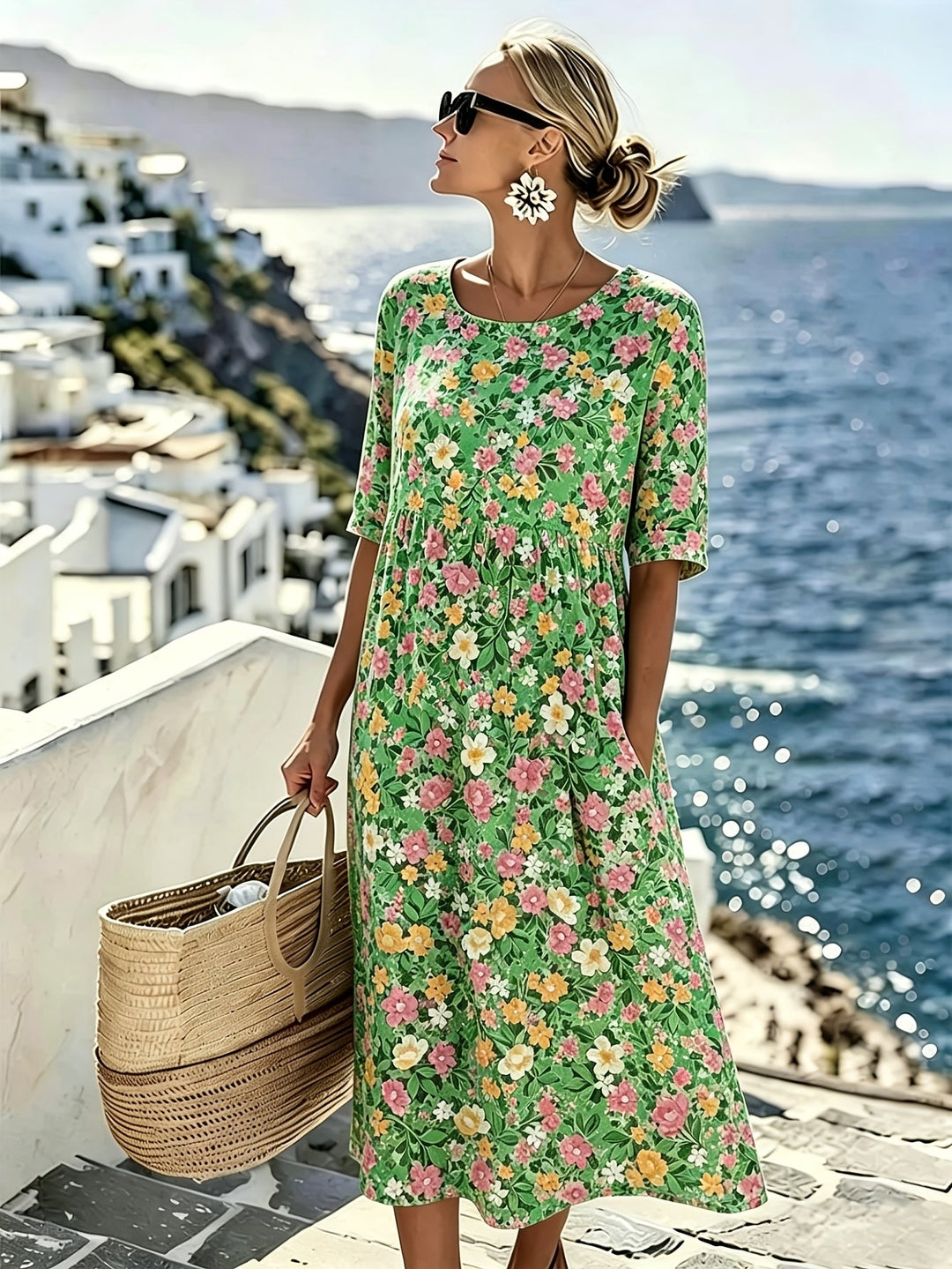 Grace™ - Elegant Floral Summer Midi Dress