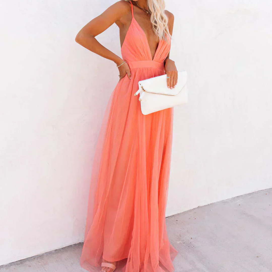 Willow - Coral-Coloured Maxi Dress