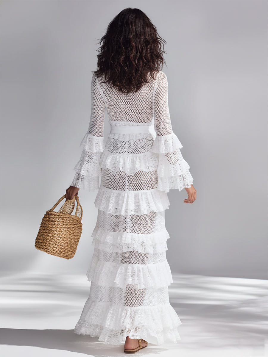Freya - Light White Crochet Knit Cardigan for Women