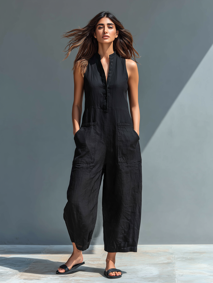 Sleeveless Linen Jumpsuits