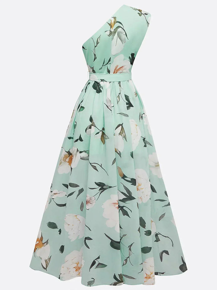 Sella - Ruffled One-Shoulder A-Line Maxi Chiffon Dress