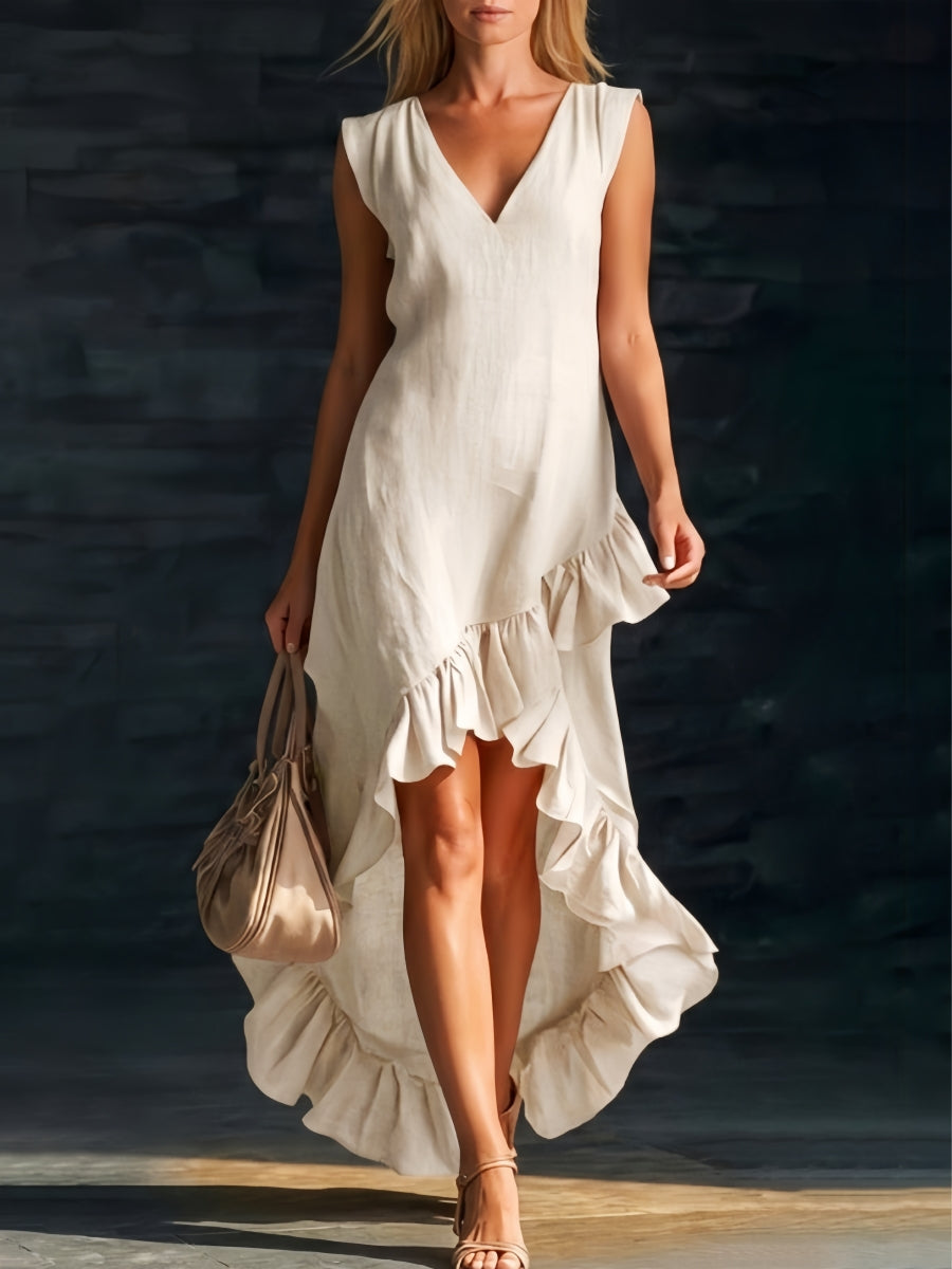 Sienna | Ruffled Shirt High-Low Boho Dress