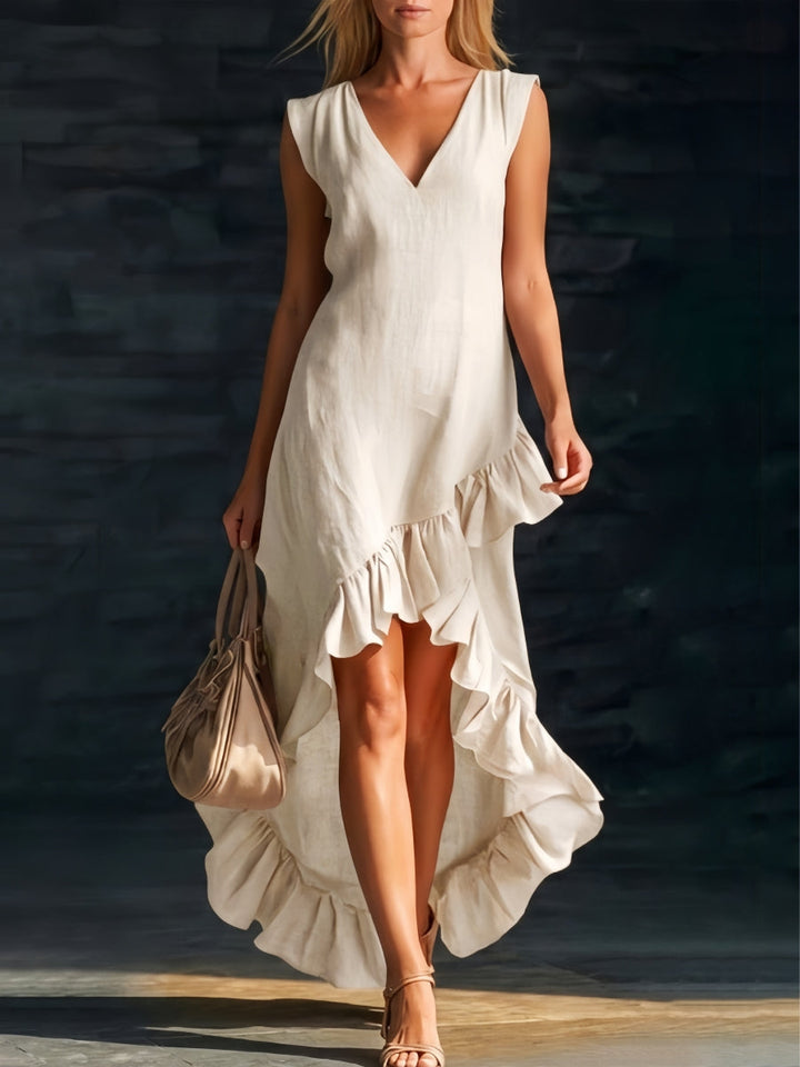 Sienna | Ruffled Shirt High-Low Boho Dress