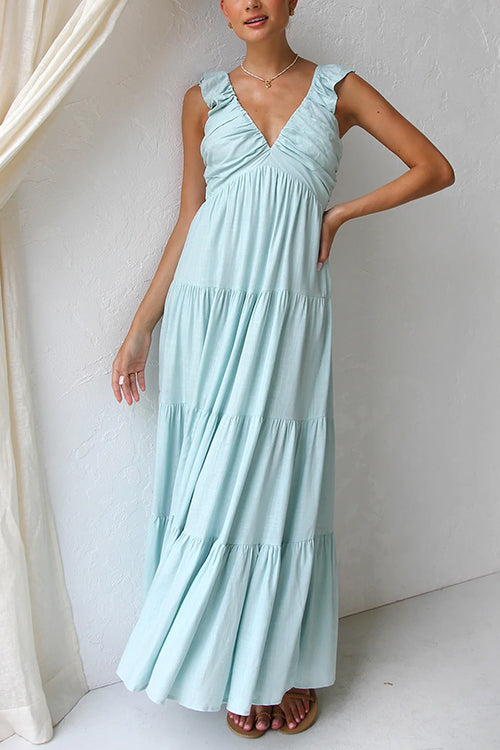 Juliet | V-Neck Ruffle Maxi Dress