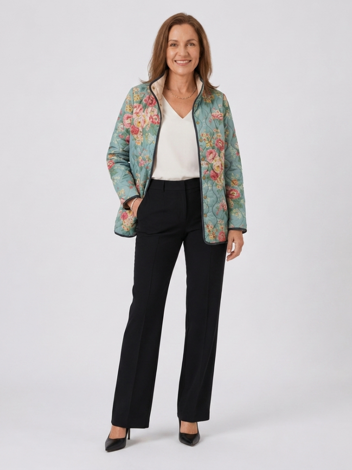 Valcor | Quilted Jacket Roses Celadon Mathilde