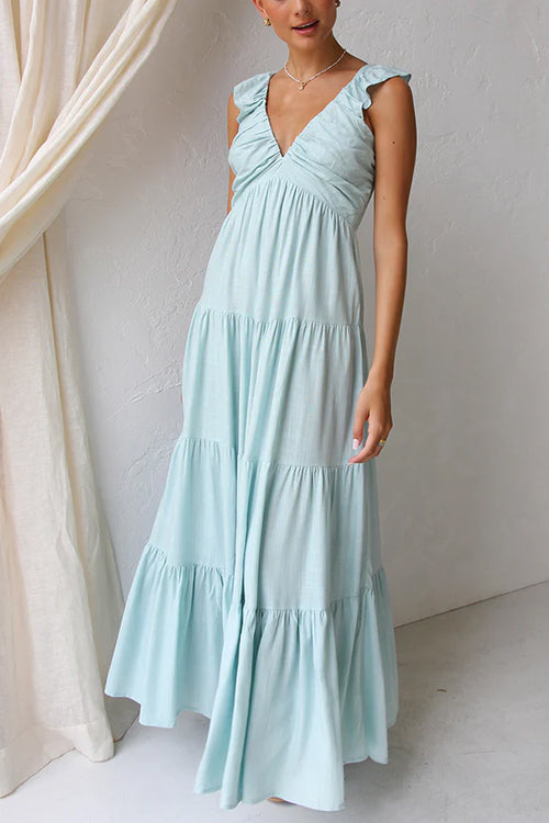 Juliet | V-Neck Ruffle Maxi Dress