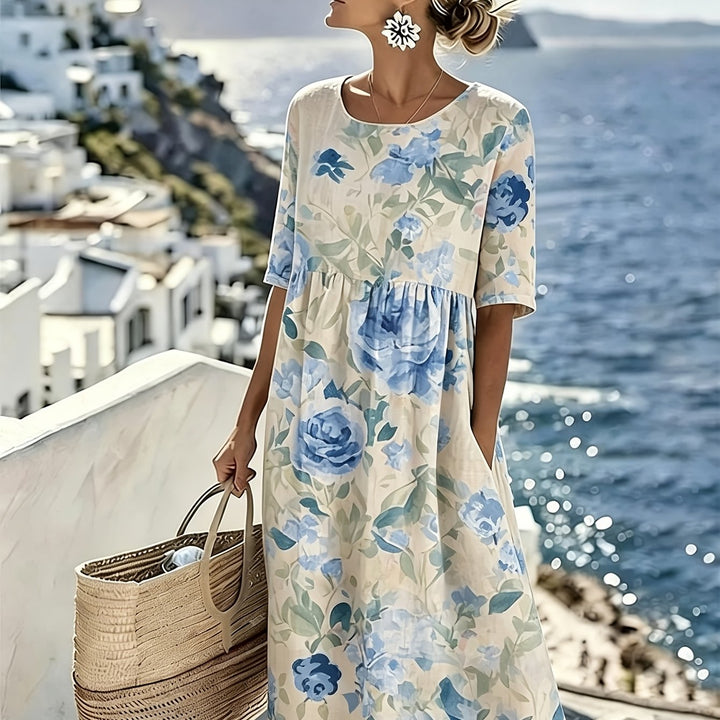 Evie™ - Elegant Floral Dress for Summer in Midi Length