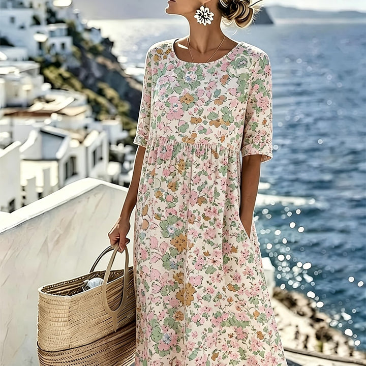 Lily™ - Elegant Floral Midi Dress for Summer