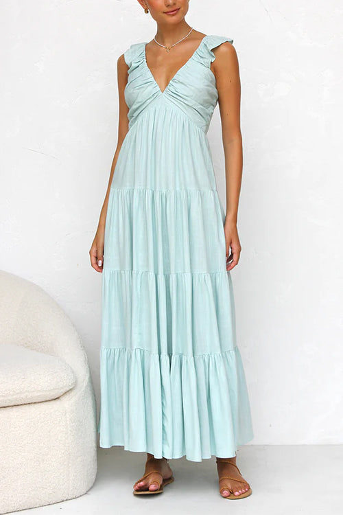 Juliet | V-Neck Ruffle Maxi Dress