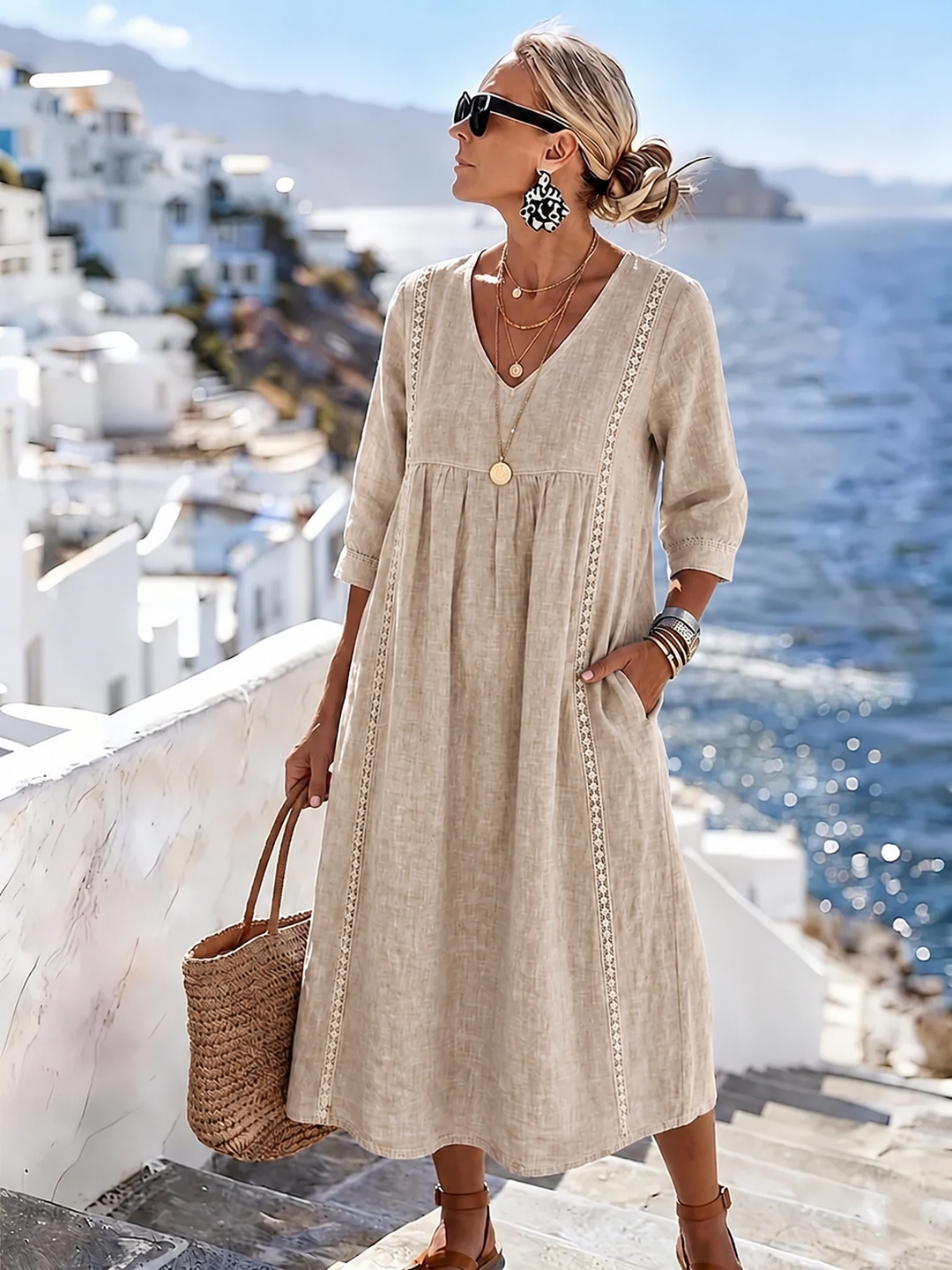 Helena - Casual, Loose Patchwork Lace Dress