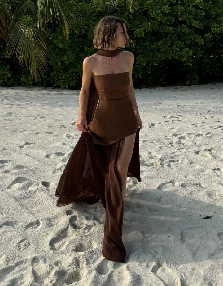 Aylin – Strapless Chiffon Maxi Dress