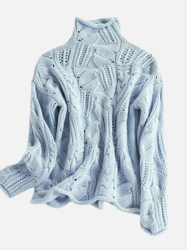 Camilla | Ornate Cable Knit Sweater with Roll Neck