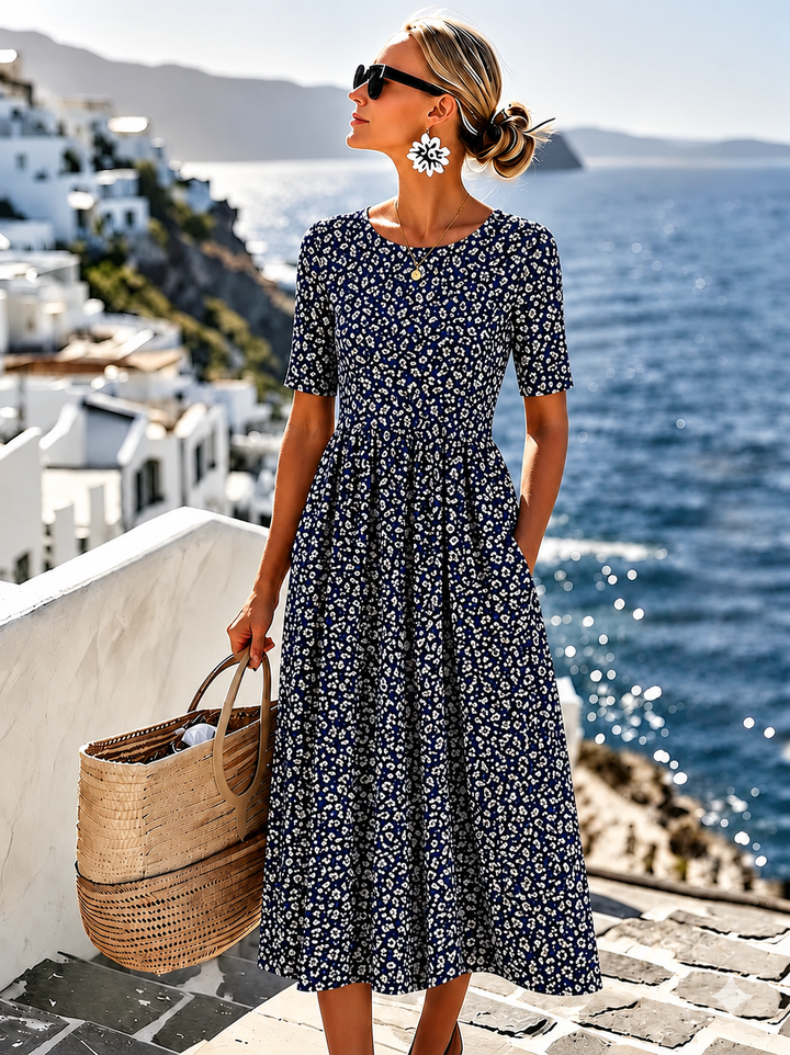 Sarah | Effortless Midi-Length Floral Dress