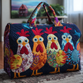 Quilted Travel Bag - Colorful Chickens