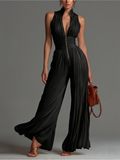 Zsófia Jumpsuit | Black Pleated Jumpsuit