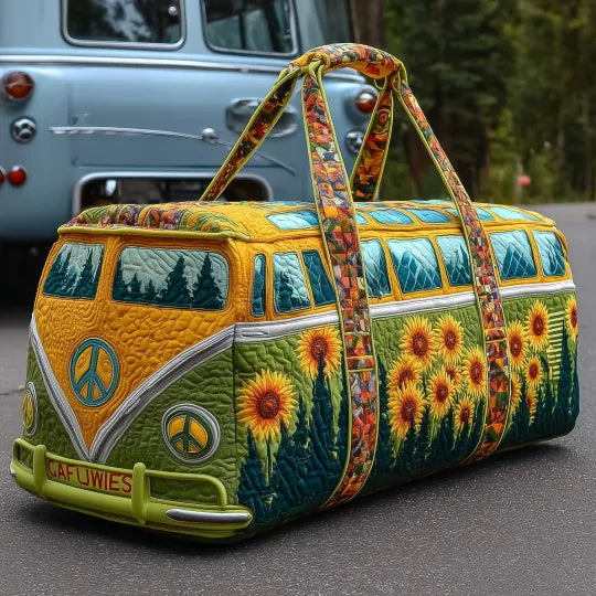 Quilted Travel Bag Hippie Sunflower