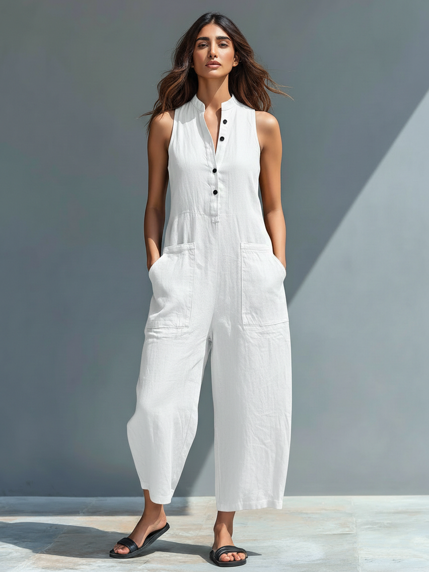 Sleeveless Linen Jumpsuits