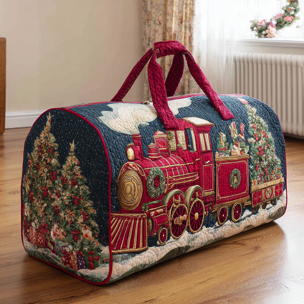 Quilted Travel Bag - Christmas Train