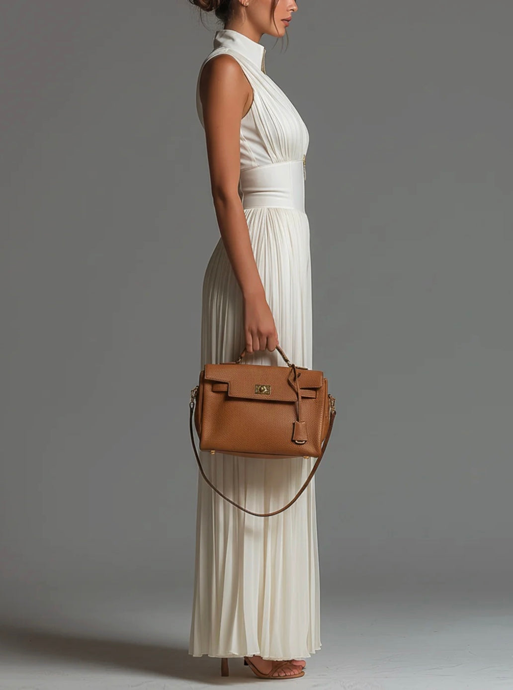 Abigail - V-Neck Sleeveless Zip Pleated Wide Leg Chiffon Jumpsuit