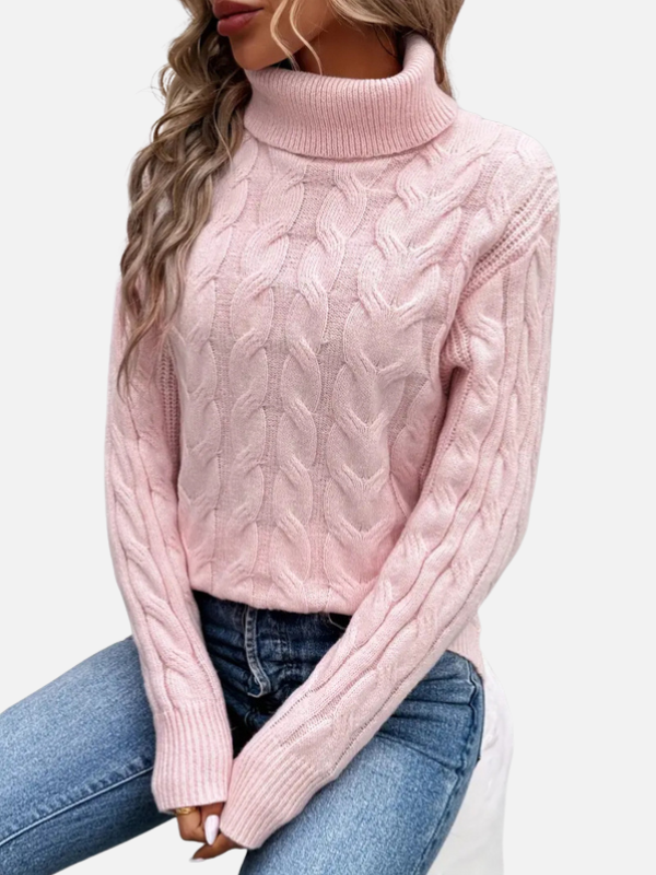 Kirsten | Cable Knit Jumper with Roll Neck – Ladies