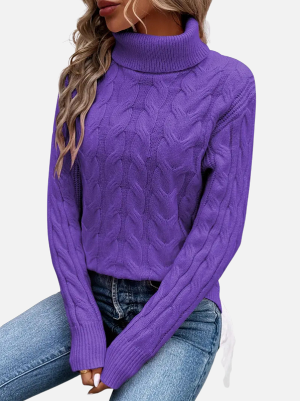 Kirsten | Cable Knit Jumper with Roll Neck – Ladies