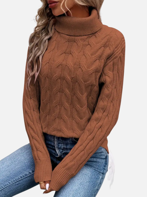 Kirsten | Cable Knit Jumper with Roll Neck – Ladies