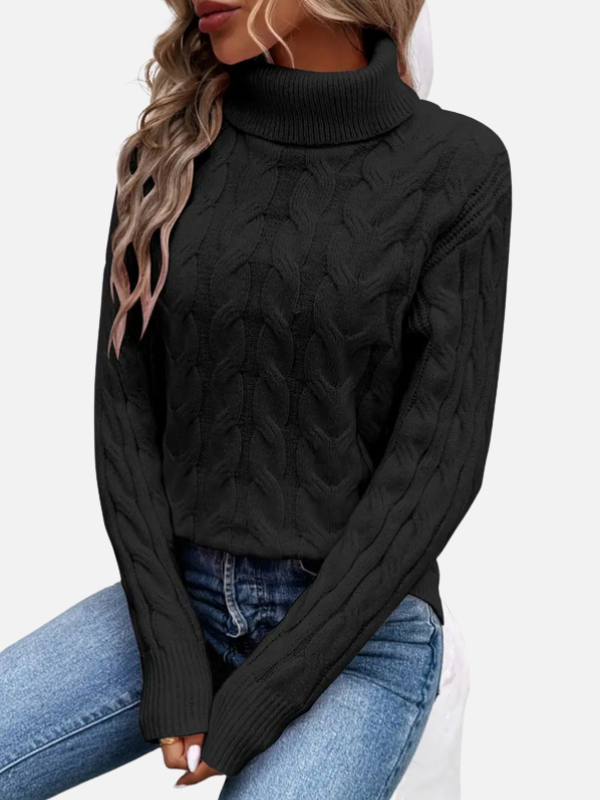 Kirsten | Cable Knit Jumper with Roll Neck – Ladies