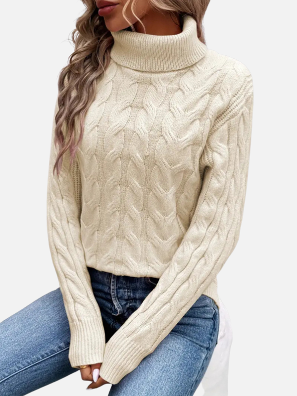 Kirsten | Cable Knit Jumper with Roll Neck – Ladies