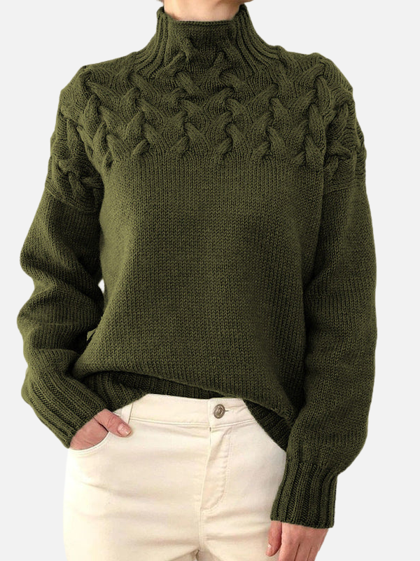 Hanne | Cable Knit Jumper with High Collar