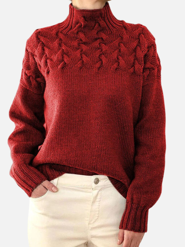 Hanne | Cable Knit Jumper with High Collar