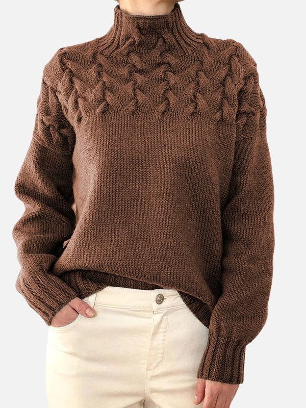 Hanne | Cable Knit Jumper with High Collar
