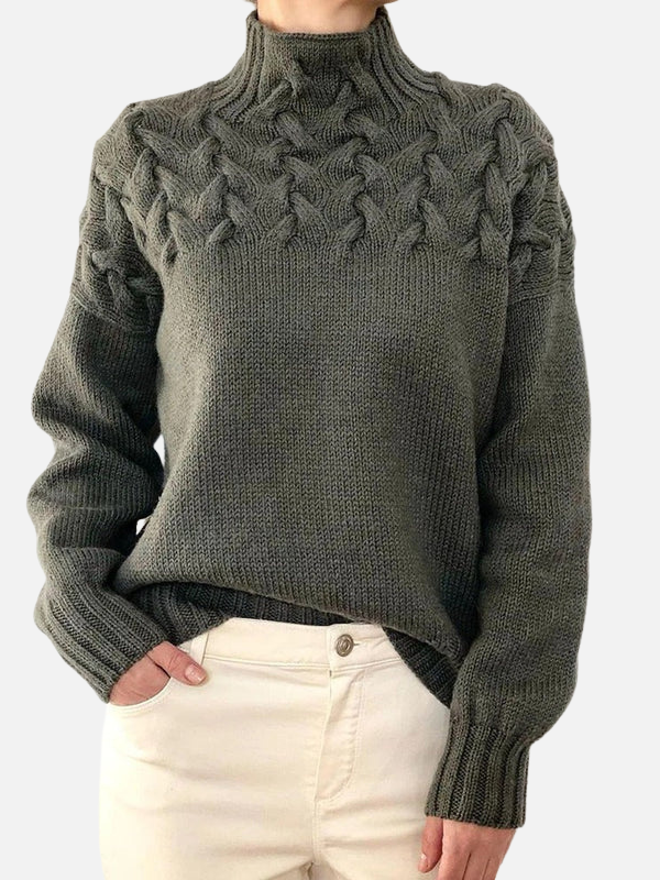 Hanne | Cable Knit Jumper with High Collar