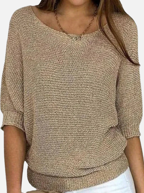 Marianne | Loose Knit Blouse with Boat Neck