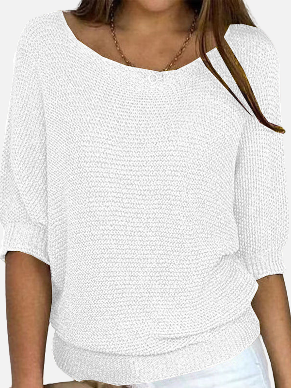 Marianne | Loose Knit Blouse with Boat Neck