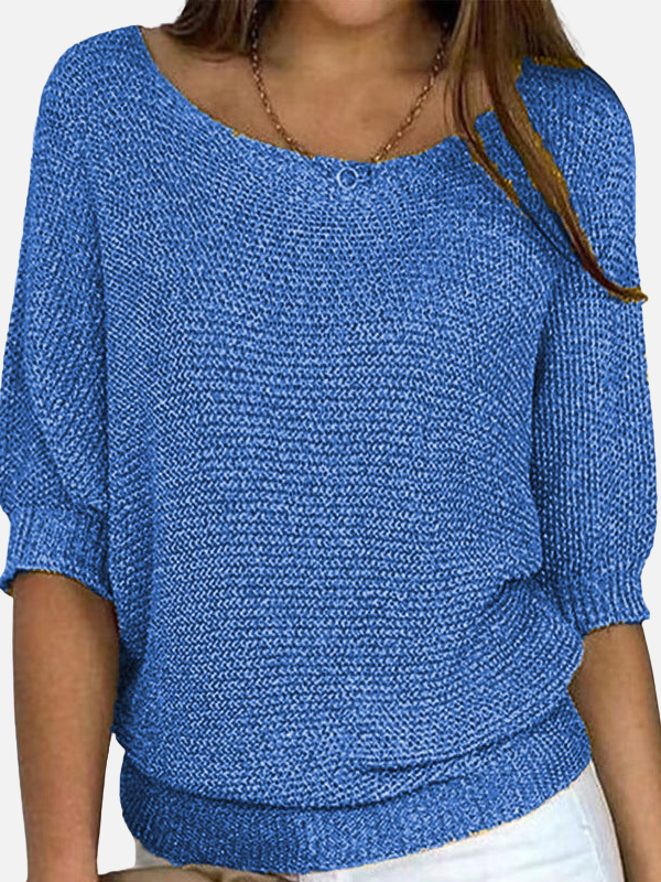 Marianne | Loose Knit Blouse with Boat Neck