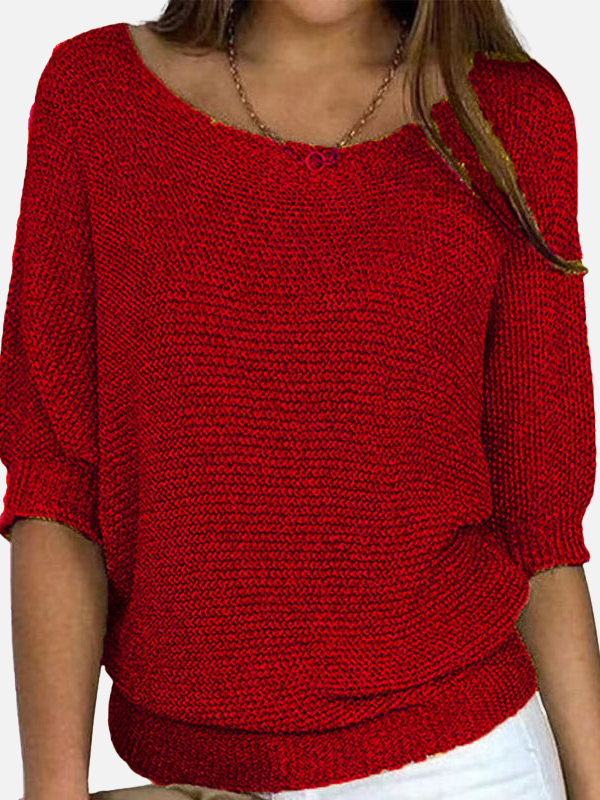 Marianne | Loose Knit Blouse with Boat Neck