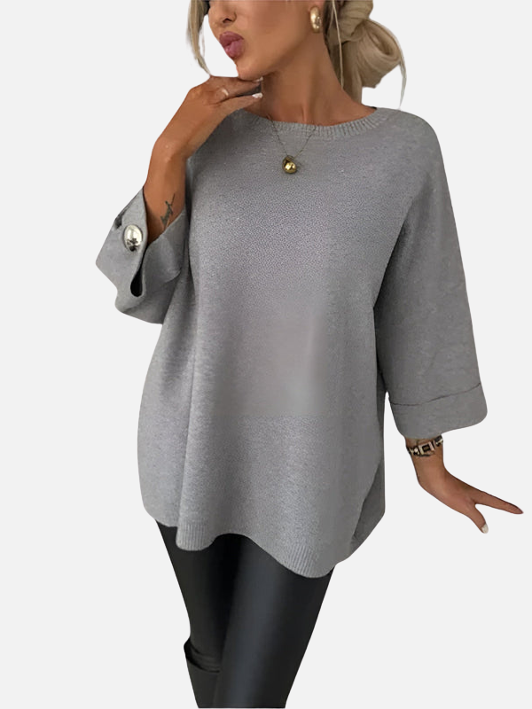 Karen | Long Knitted Blouse with Button Detail