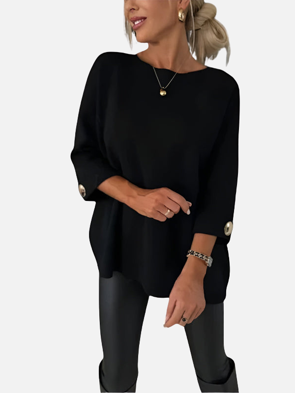 Karen | Long Knitted Blouse with Button Detail