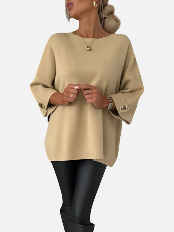Karen | Long Knitted Blouse with Button Detail