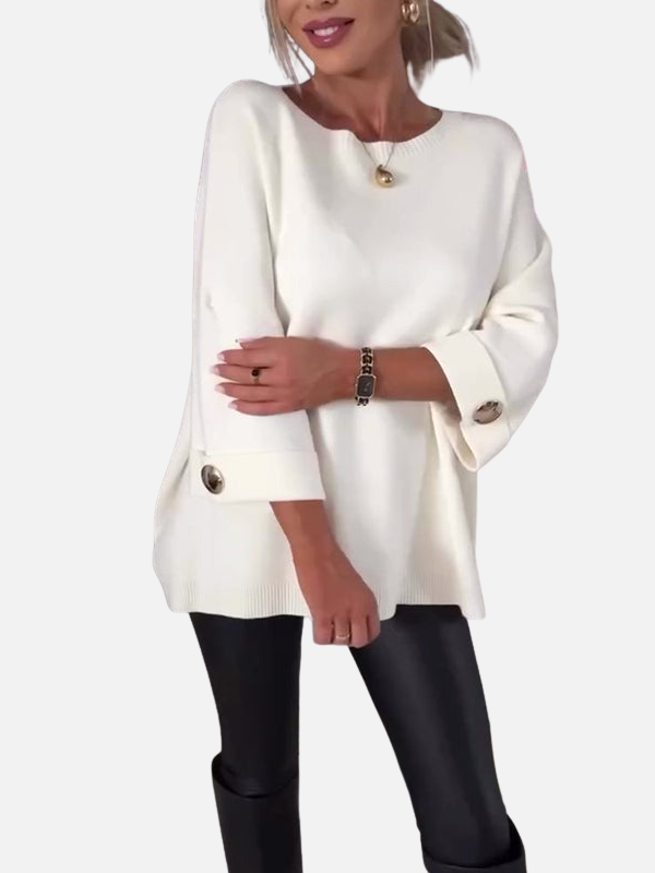Anne | Long Knit Blouse with Button Details