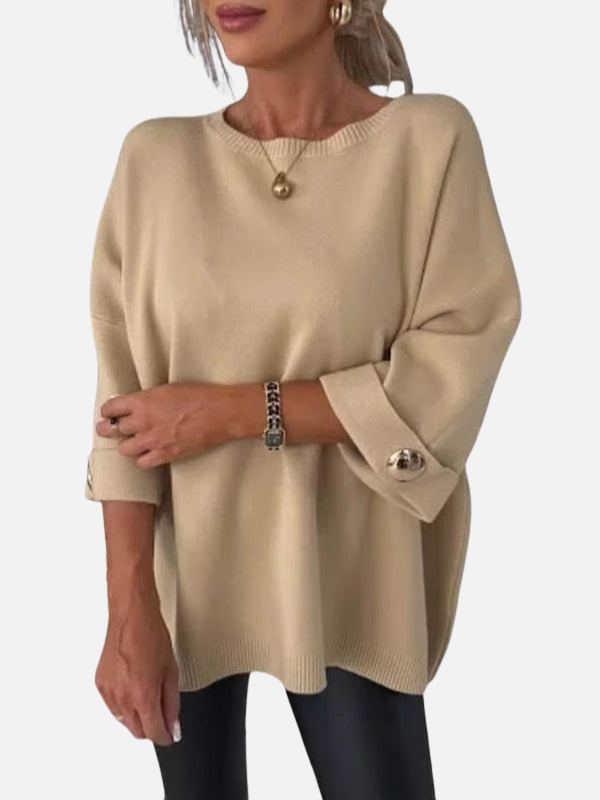 Anne | Long Knit Blouse with Button Details